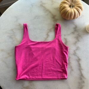 Neon pink stretchy crop top tank top